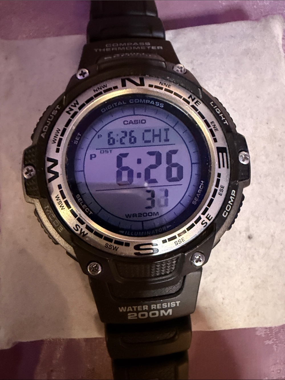 Casio Black and Silver Digital Compass Watch